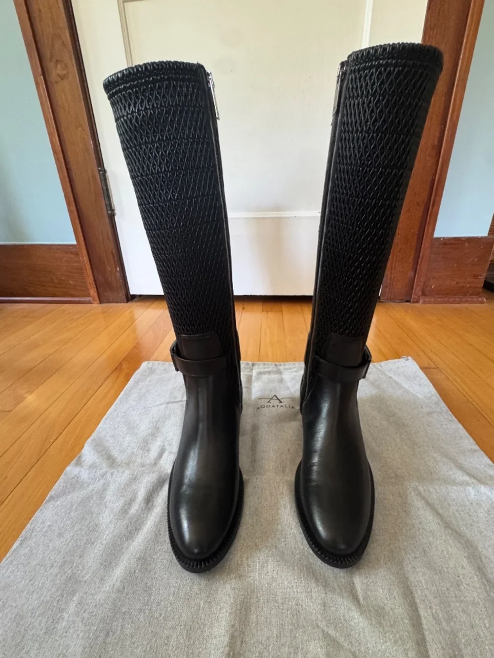 Aquatalia 'Odilia' Weatherproof Riding Boots 6-1/2 Black.  New in box